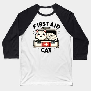 First Aid Cat Pun Nurse Doctor Healthcare Novelty Funny Cat Baseball T-Shirt